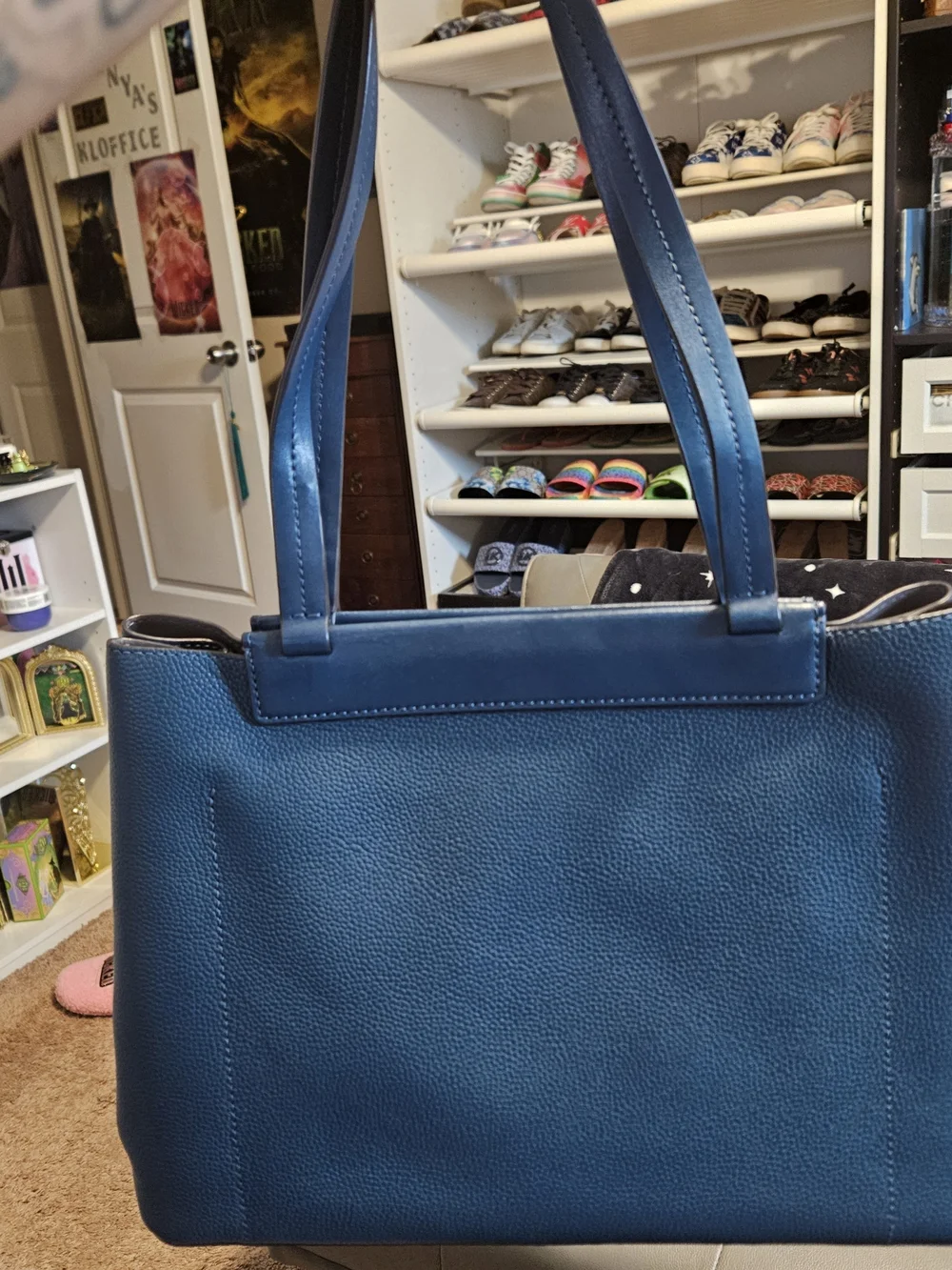 Michael Kors Teal Blue Pebbled Leather Tote with Wristlet